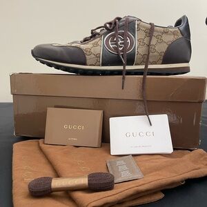 Gucci Brown & Tan Monogram Authentic Sneakers - Men's US 11